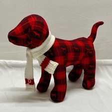 Victoria Secret PINK Plush Dog Red Black Checker Plaid Rare 2007 Limited Edition