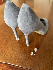 PUMPS HIGH HEEL 39 NEU IM ORIGINAL KARTON WILDLEDEROPTIK SILBERGRAU ABSATZ 9,5cm