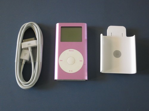 Apple iPod Mini G2 (A1051), 32GB Flash, Pink, w/ Belt Clip Holster - Used Tested