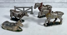 Vintage Cast Metal Plough Horses  Cows