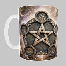 Wiccan Pentacle Moon Magic Mug 11oz Ceramic Pagan Witchcraft Coffee