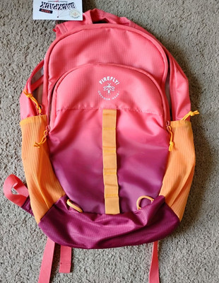 Firefly Outdoor Gear Backpack Youth Hiking Camping Orange Coral Maroon