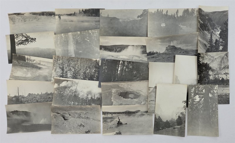1910s antique YELLOWSTONE YOSEMITE NATIONAL PARK PHOTO 23p lot geyser waterfall