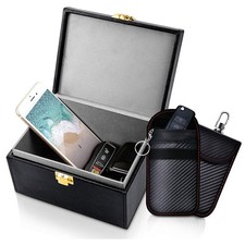 Faraday Box For Car Keys & 2 Pack Pouch Keyless Signal Blocking Anti-Theft RFID