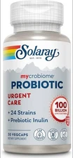 Solaray mycrobiome Probiotic Urgent Care 100B 30 Caps~ 05/2026