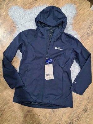 Jack Wolfskin Womens Navy Waterproof Jacket Size S Brand New RRP 105£