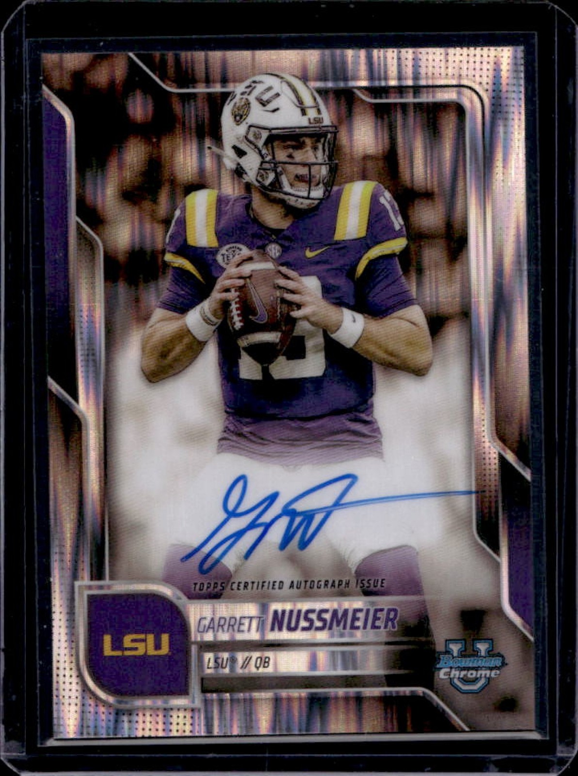 2025 Bowman Chrome U Garrett Nussmeier Prospect Auto Stealth Refractor #BCA-GN