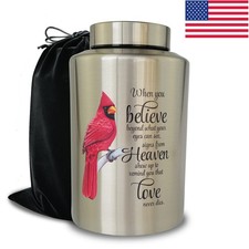 Large Cremation Urns for Adult Human Female Male Women Man Ashes, Cardinal Urn