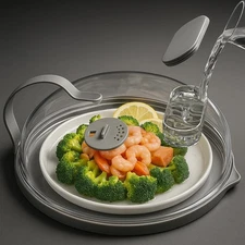 Microwave Splatter Cover with Water Steamer for Food - 10 Inch Steam Microwave S