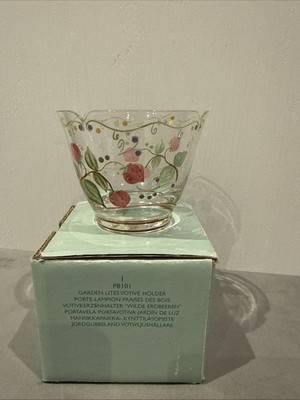 PartyLite Garden Lites Erdbeere Kerzenhalter Windlicht Teelicht Glas 2,5''