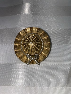 Ciner Gold Tone  Rhinestone Sun Hat PIN  Bonnet Brooch vintage jewel