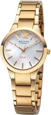 REGENT - Damenuhr Titan Solar Perlmutt goldf. - F1536 - Damenuhren