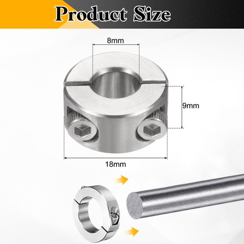 2Pcs Collare Albero Doppio in Acciaio Inox 304 8x18x9mm per Shaft - Afbeelding 2 van 7