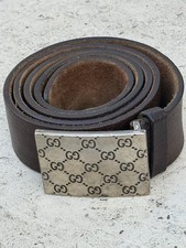 Gucci Men's Brown Dress Belt Adjustable Logo Buckle 