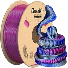 1KG Roll of Silk Tri-Color 1.75mm PLA Filament in Pink, Blue & Silver Gray