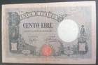 BANKNOTE 100 LIRE BARBETTI LARGE B BLUE BEAM DECREE 16.05.1932
