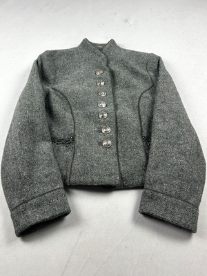 Cropped Gray Wool Jacket Vintage Tailored Minimal Chic Streetwear Core
