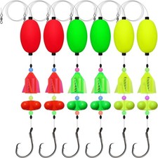 Dovesun 6PCS Catfish Rigs with Oval Float, 6/0 Hook, Double Rattle Beads & Bells