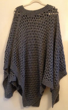 Torrid One Size Open Weave Knit Poncho Sweater Gray Cozy Classic Layers Plus