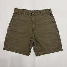 Vintage Carhartt B144 LBR Duck Canvas Carpenter Shorts Olive Green Y2K Size 33