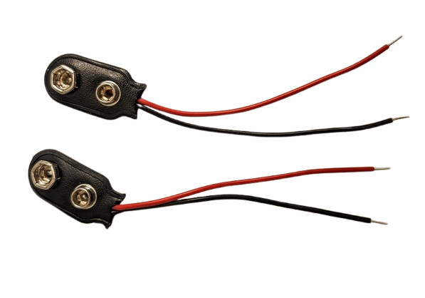 2pcs - 9 Volt Battery Snap Clip Connector - with 4 inch solid leads- Mr Circuit