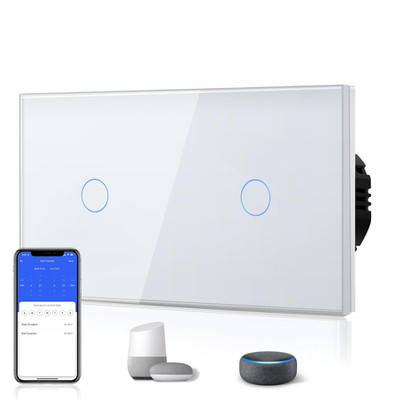 BSEED Doppelschalter Smart Alexa Lichtschalter Aus Glas, Wifi Touch Wandschalter