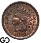 1901 Indian Head Cent Penny Nice! Choice BU++, Some Red