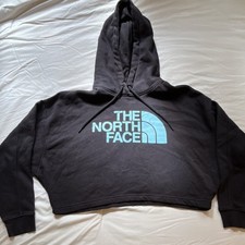 The North Face Women's Pullover Hoodie Black Crew Neck Long Sleeve Logo Size L