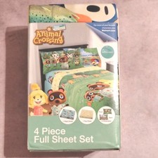 BRAND NEW AUTHENTIC Animal Crossing 4 Piece Full Sheet Set Horizons Nintendo NIB