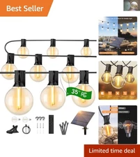 Classic Café Style Solar String Lights - 35FT Remote Controlled Outdoor Ambiance