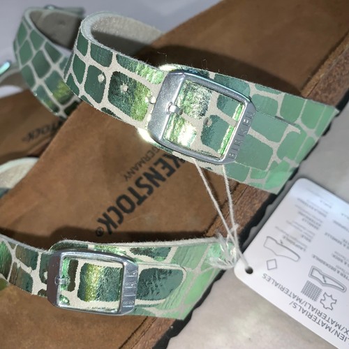 Birkenstock Mayari sandals green metallic Gator Gleam pattern size eu 38 us 8 - Picture 11 of 12