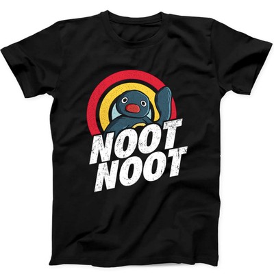 T-Shirt Noot Noot Pingu Regenbogen Cartoon Anime Manga lustig Geschenk schwarz 530