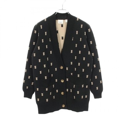 BURBERRY TB LOGO WOOL カーディガン size S BURBERRY TB Logo V-Neck Cardigan Knitwear 8021032 Wool Black Beige