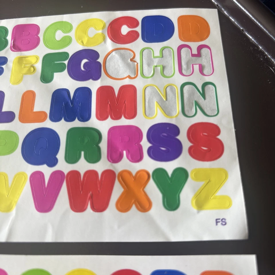 Vtg Bubble Alphabet Stickers Neon Rainbow Upper Case Colorful USA - Image 4 of 4