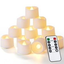 12pcs Remote Timer LED Tea Lights Candles, 400+Hours Flickering Flameless Bat...