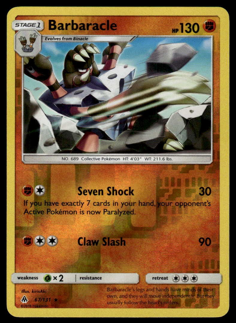POKEMON BARBARACLE FORBIDDEN LIGHT 67/131 REVERSE HOLO R NM/M