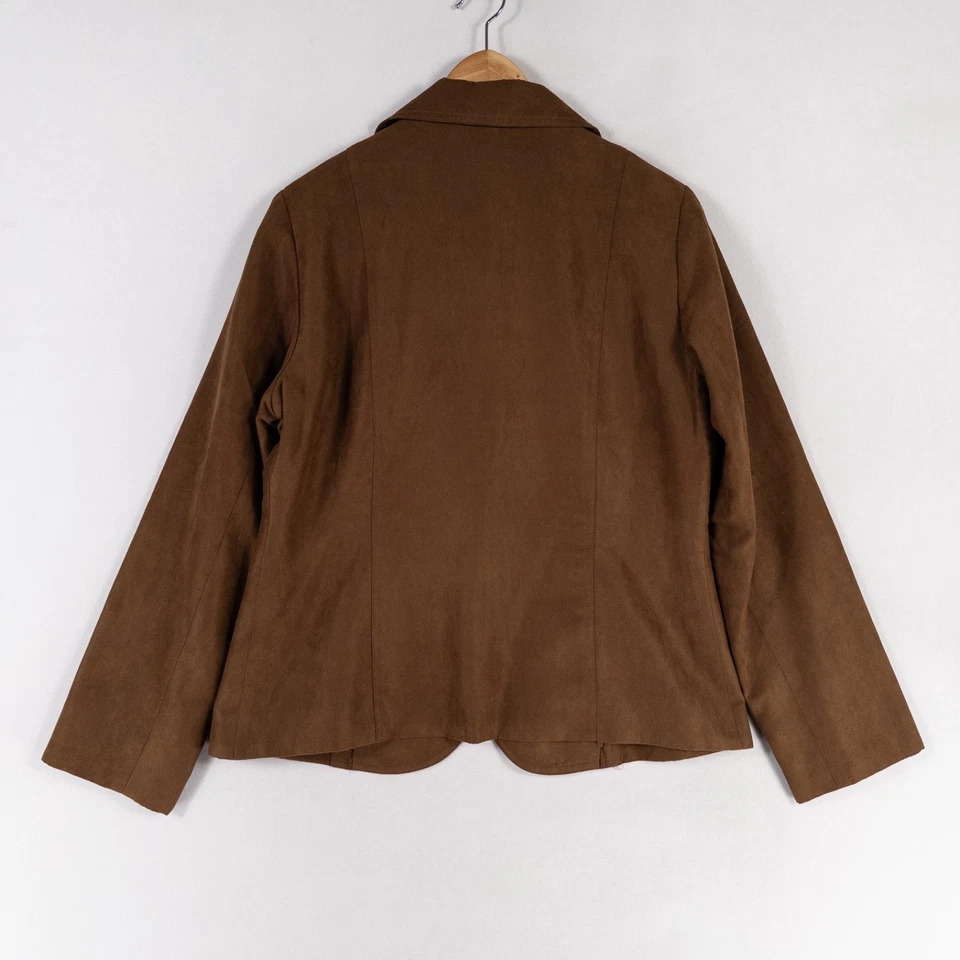 Куртка женская Susan Graver Blazer средняя коричневая на пуговицах с заклепками из микрофибры - Изображение 3 из 4