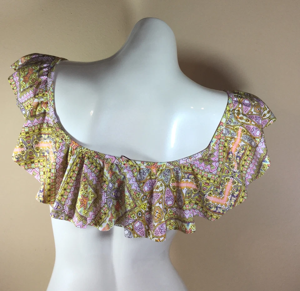  N1840 NWT Victorias Secret Swim Off-Shoulder Ruffle Flounce Crop Bikini Top XS - Image 3 of 4
