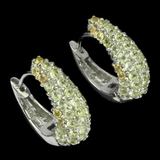 925 Sterling Silver Earrings Round Peridot Sapphire Diamond Cut Gemstone Jewelry