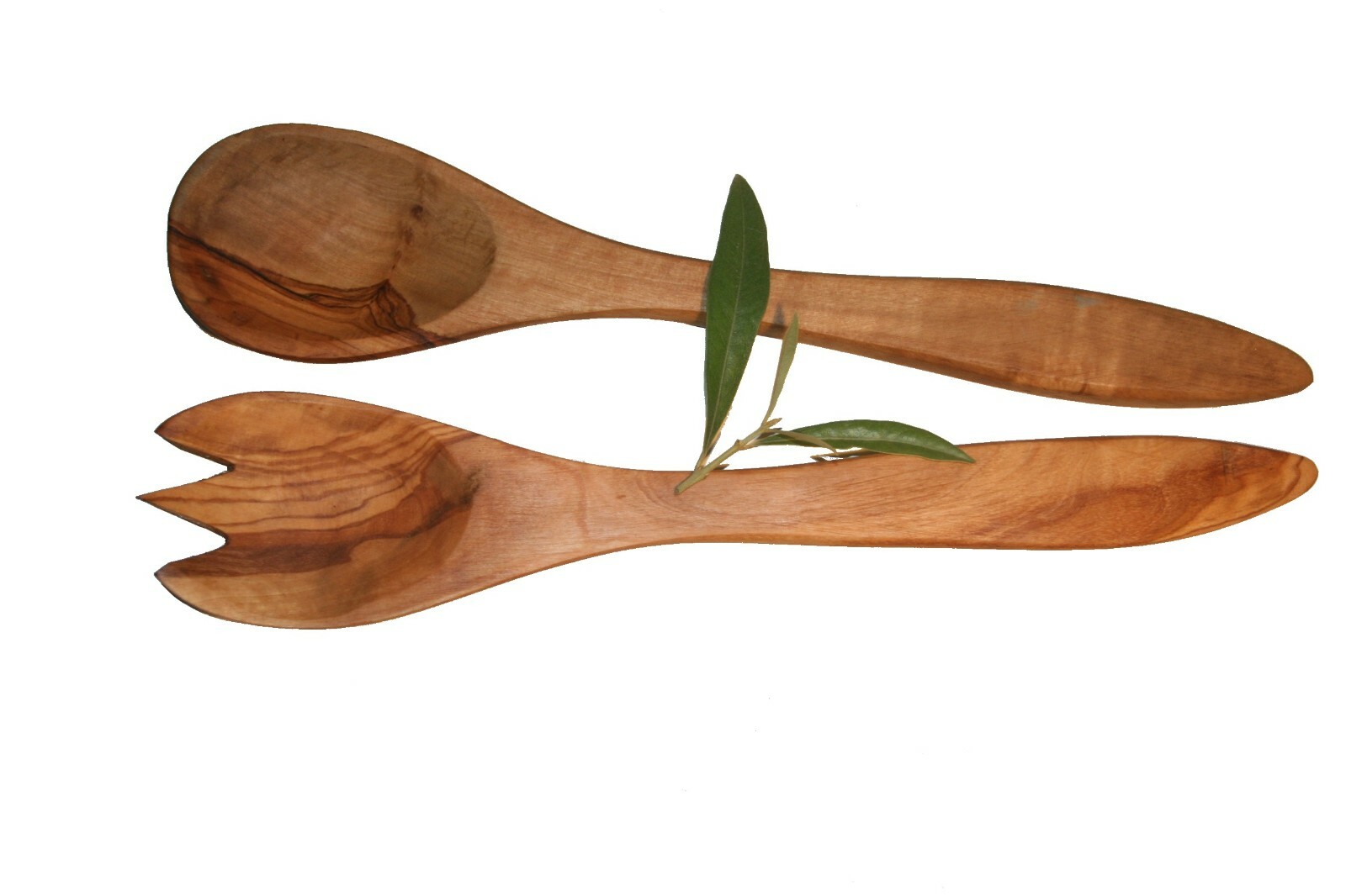 Couverts à salade russes 29 cm en bois d'olivier précieux finition luxe