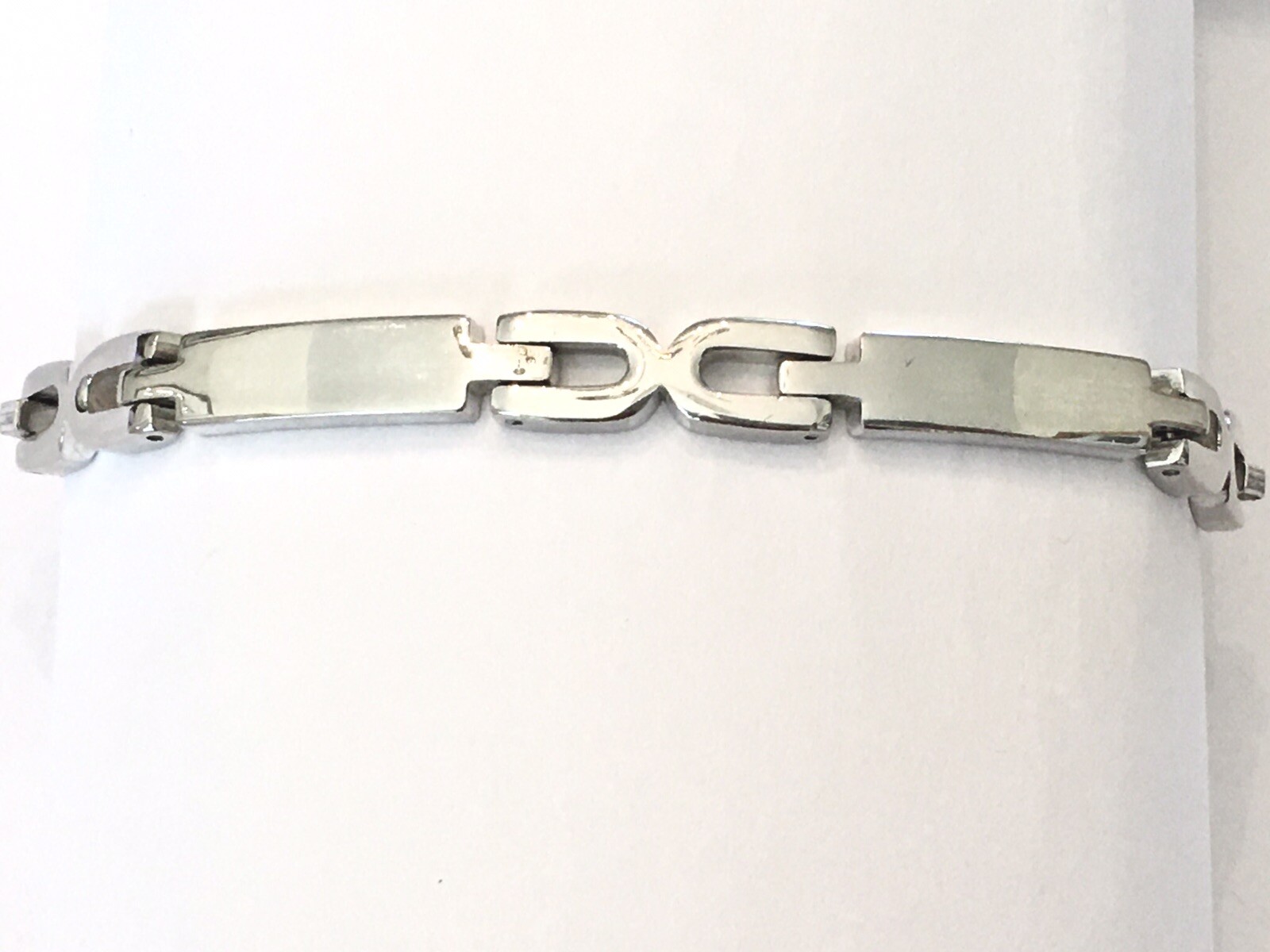 Solid  STERLING SILVER Thick Rectangular Link 7.5… - image 2