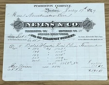 1877 Nevins & Co Billhead Receipt Boston Massachusetts