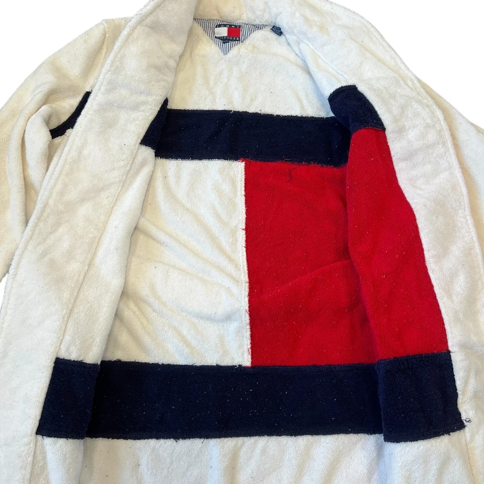 Tommy Hilfiger Logo Bandera Toalla de Baño Bata Adulto Unisex Rojo Blanco Talla L/XL Foto 4 de 4