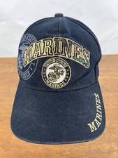 United States Marines Black Cotton Strapback Baseball Cap Hat