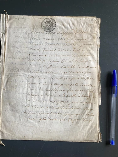 lot of three royal & seigneurial acts - compiègne / paris, 1720-1751