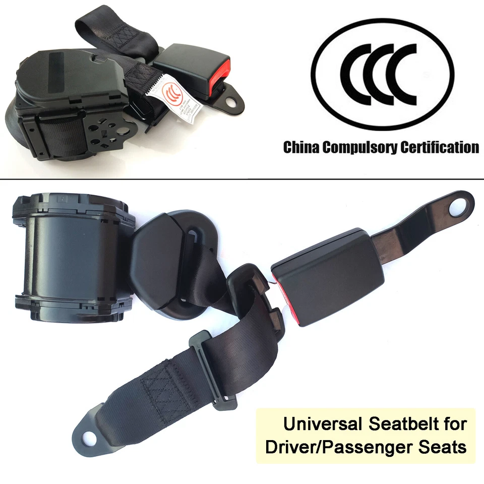 For Toyota 3-Point Car Universal Safety Seat Belt Retractable Hard Stalk Black - image 2 of 4