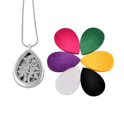 Pendant Tree of Life Teardrop Essential Oils Scent Aroma Necklace Jewelry Nice
