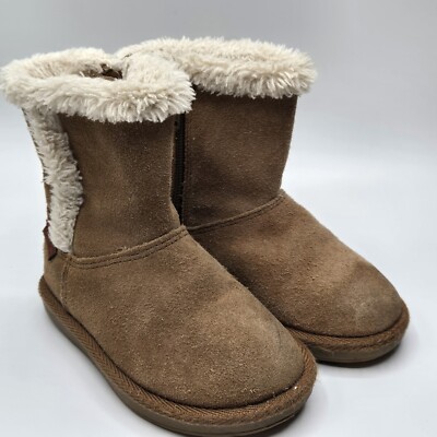 Stride Rite Girl's Brown Suede Faux Fur Boots Size 7