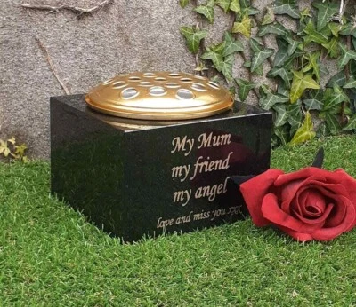 CCONLINEPRODUCTS Personalised Granite Memorial Vase Grave Pot Flower Holder Cemetery Grave Vase