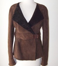 Marni Brown Lambskin Suede Shearling Fur Jacket Coat 40 4